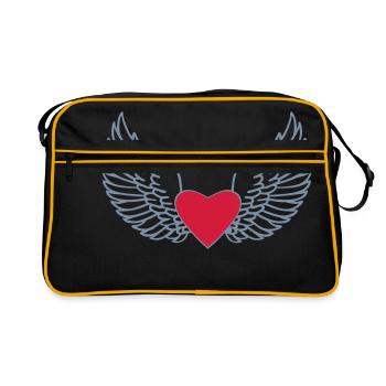 Heart and Wings - Retro Bag - black/gold - Front