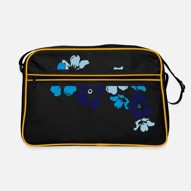 blumen - Retro Tasche - Schwarz/Gold