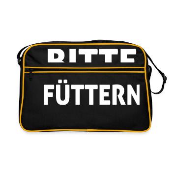 Bitte Füttern - Retro Tasche - Schwarz/Gold - Vorne