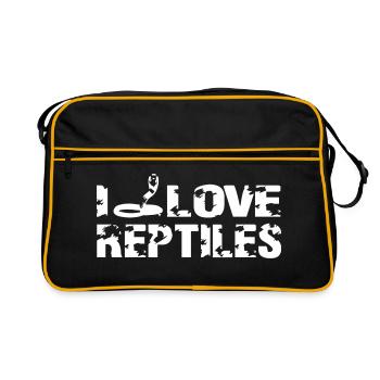 I love reptiles - Retro Tasche - Schwarz/Gold - Vorne