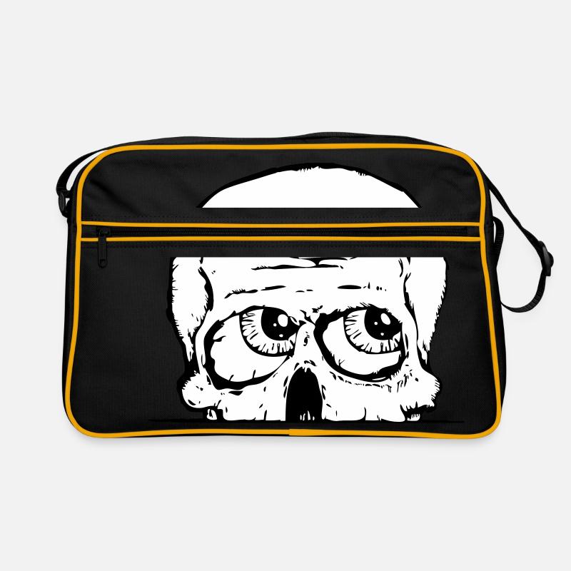 skull_courious_3colours - Retro Tasche - Schwarz/Gold