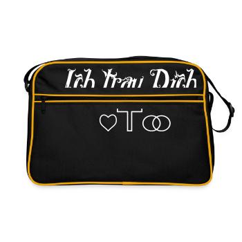 Ich trau Dich, Priester Pastor Hochzeit Standesamt - Retro Tasche - Schwarz/Gold - Vorne