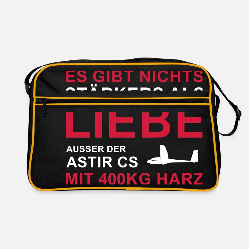 Astir Liebe Segelflieger Spruch Geschenk - Retro Tasche - Schwarz/Gold