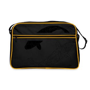 koi black and white - Retro Tasche - Schwarz/Gold - Vorne