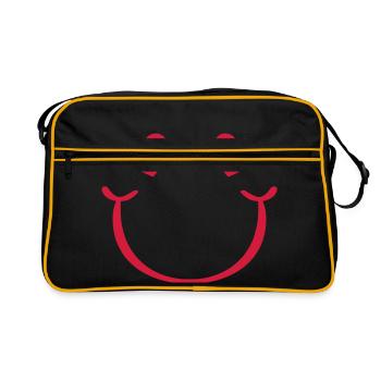 Amour et sourire | Des yeux de cœur avec des sourires effrontés - Sac Retro - noir/or - Devant