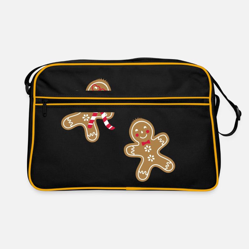 leckerer lustiger Lebkuchenmann - Retro Tasche - Schwarz/Gold
