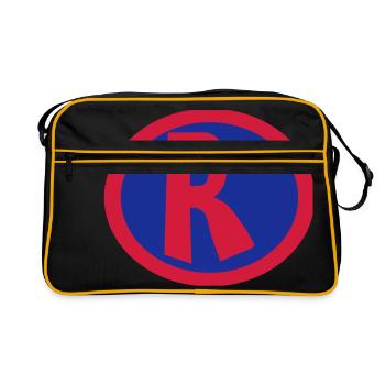 Super, Superheld, Superheldin, Hero, R - Retro Tasche - Schwarz/Gold - Vorne