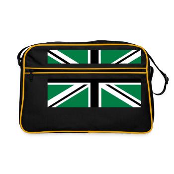 Union Jack | schwarz-weiss-grün | Fahne | Flagge - Retro Tasche - Schwarz/Gold - Vorne