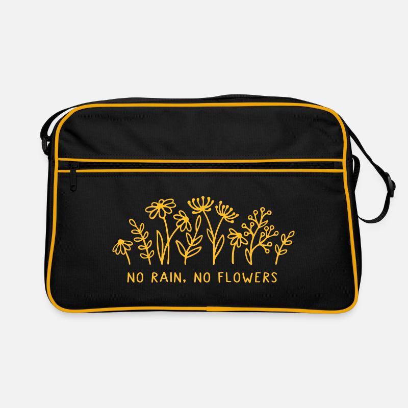 no rain, no flowers - Retro Tasche - Schwarz/Gold