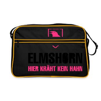Elmshorn Krähe grau-weiß - Retro Tasche - Schwarz/Gold - Vorne