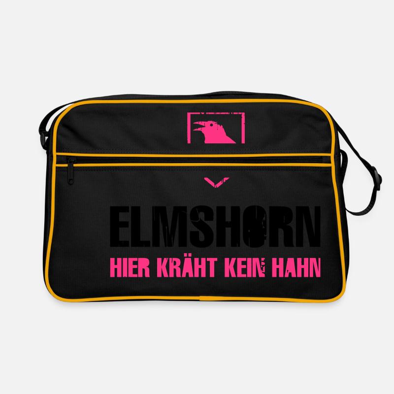Elmshorn Krähe grau-weiß - Retro Tasche - Schwarz/Gold