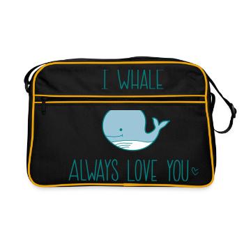 Wal Meer Liebe romantisch Spruch Geschenk - Retro Tasche - Schwarz/Gold - Vorne