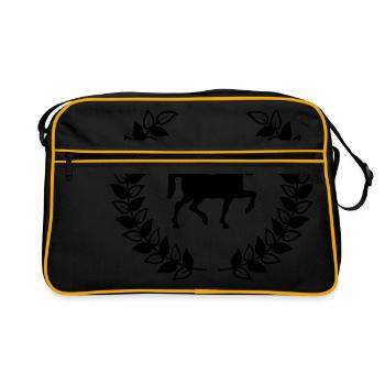 Kranz Pferd - Retro Tasche - Schwarz/Gold - Vorne