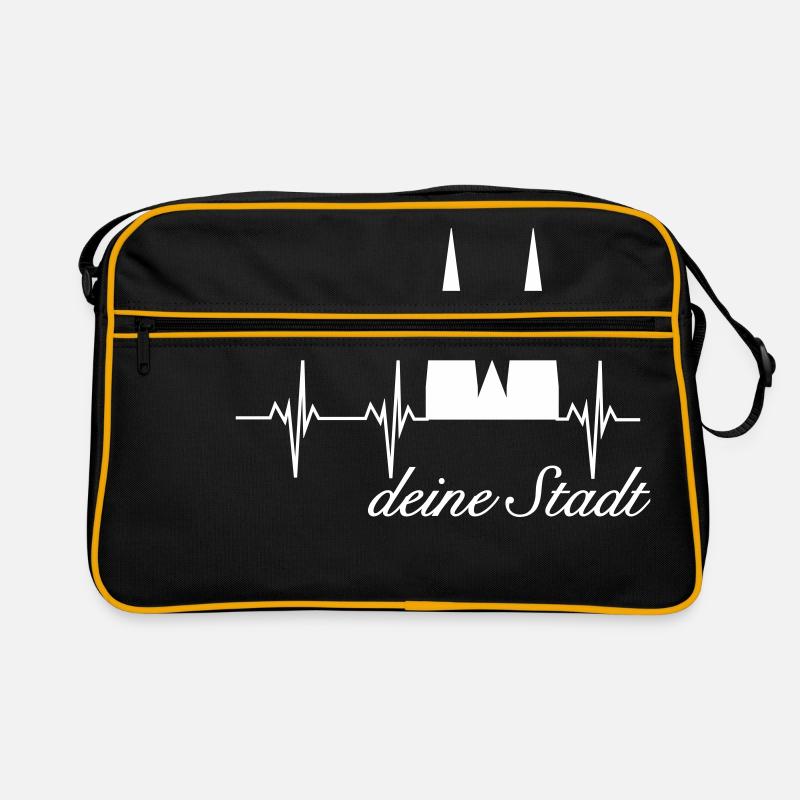 Köln Herzschlag - Retro Tasche - Schwarz/Gold