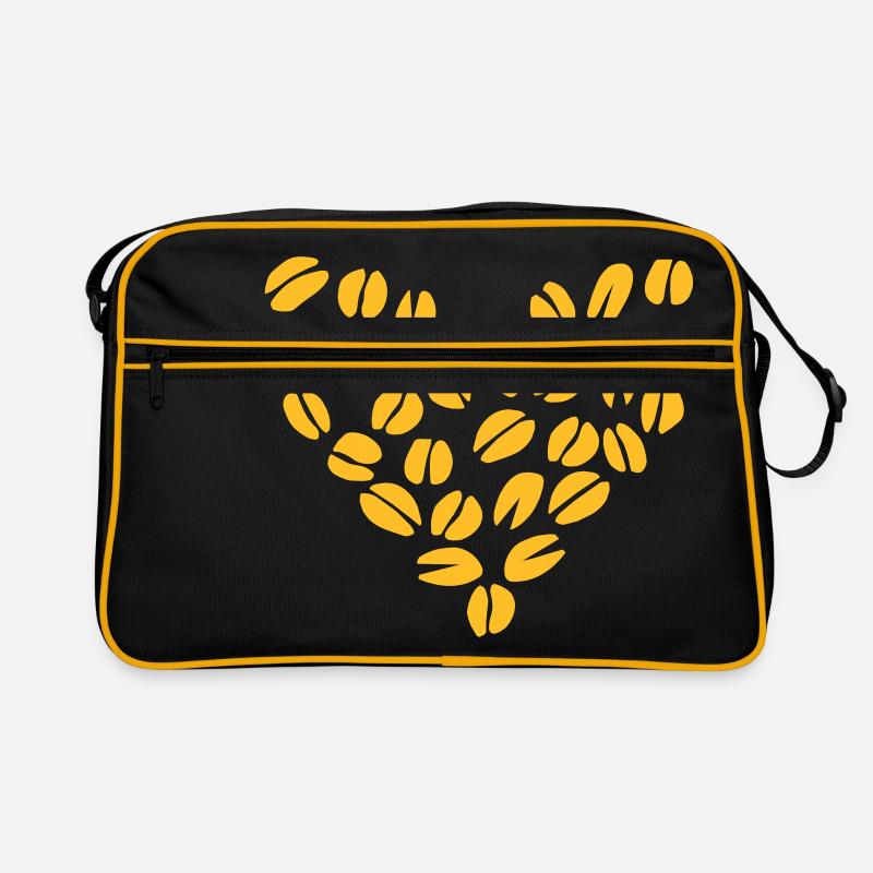 Kaffeebohne Herz - Retro Tasche - Schwarz/Gold