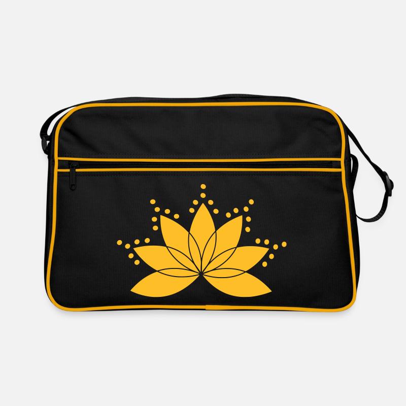 Goldener Lotus - Retro Tasche - Schwarz/Gold