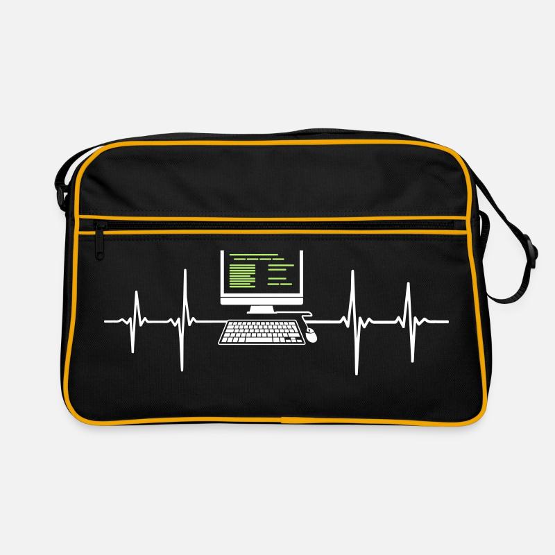 Computer EKG Herzschlag Programmierer PC Nerd Retro Tasche