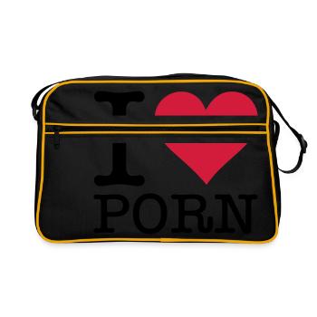 I love porn! - Sac Retro - noir/or - Devant