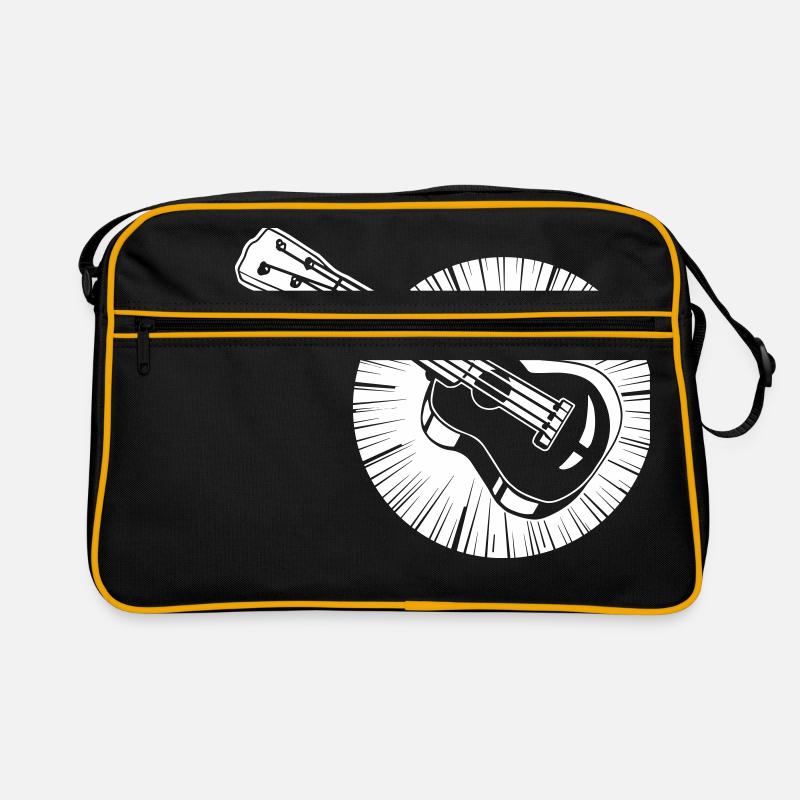 Gitarre Partnershirt - Baby Ukulele - Retro Tasche - Schwarz/Gold