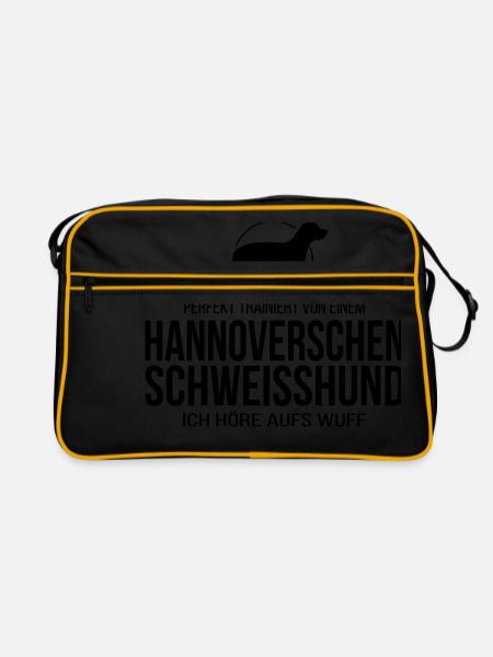 Hannoverscher Schweisshund wuff - Retro Tasche - Schwarz/Gold - Vorne