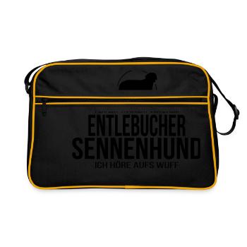 ENTLEBUCHER SENNENHUND wuff - Retro Tasche - Schwarz/Gold - Vorne