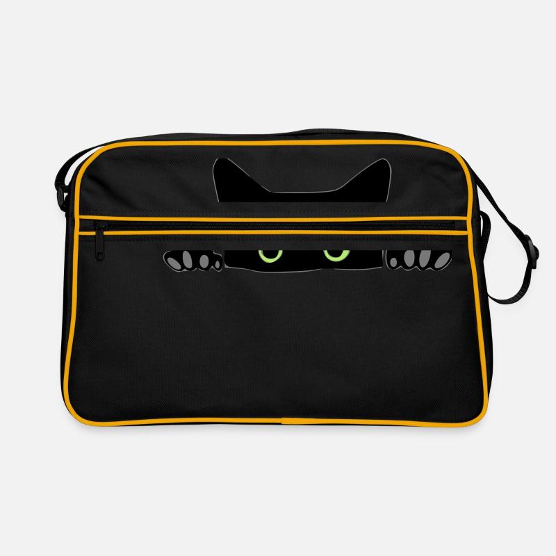 Katze - Retro Tasche - Schwarz/Gold