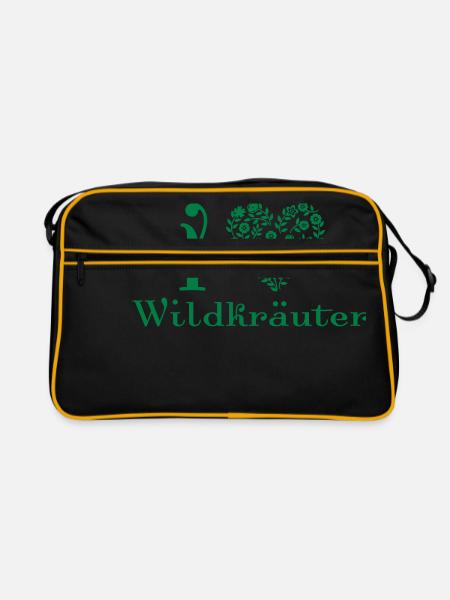 i love Wildkräuter - Retro Tasche - Schwarz/Gold - Vorne