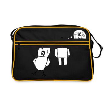 Robo Love - Retro Tasche - Schwarz/Gold - Vorne