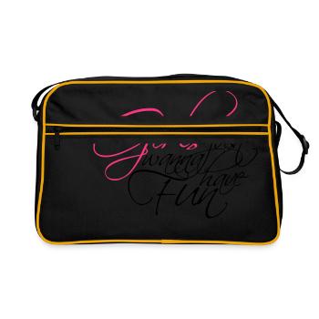 serifen cool design logo girls just wanna have fun - Retro Tasche - Schwarz/Gold - Vorne