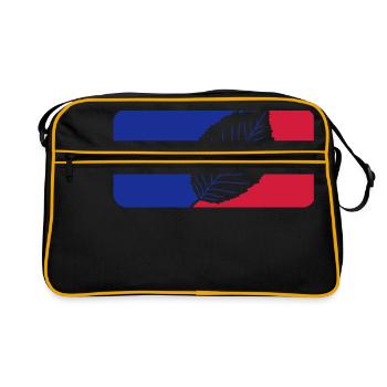 logo sport rouge hêtre bleu feuille arbre forme de plante - Sac Retro - noir/or - Devant