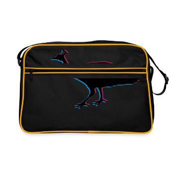 3d vogel silhouette umriss schatten pfau fasan fed - Retro Tasche - Schwarz/Gold - Vorne