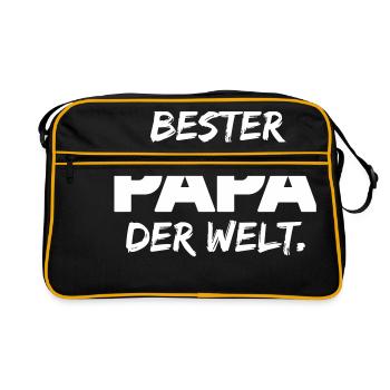 Bester Papa der Welt - Retro Tasche - Schwarz/Gold - Vorne