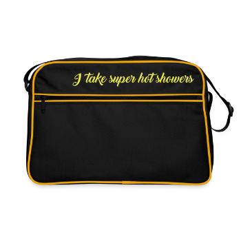 heiße Duschen Text - Retro Tasche - Schwarz/Gold - Vorne
