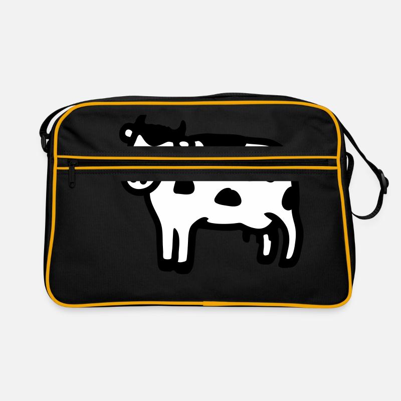 Kuh - Retro Tasche - Schwarz/Gold