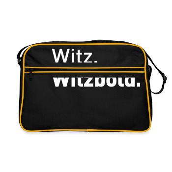 Witzbold Typografie Design Schriftart bold fett - Retro Tasche - Schwarz/Gold - Vorne