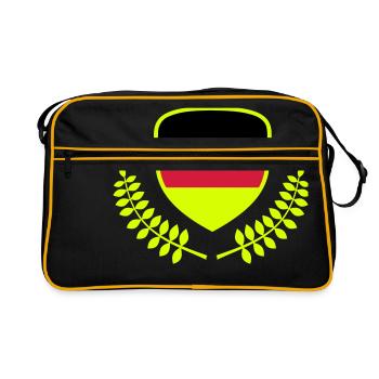 Deutschland Wappen Schild schwarz rot gold gelb - Retro Tasche - Schwarz/Gold - Vorne