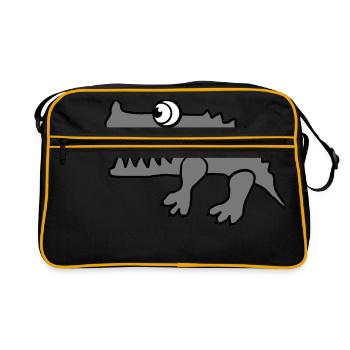 Crocodile (changement de couleur individuelle) - Sac Retro - noir/or - Devant
