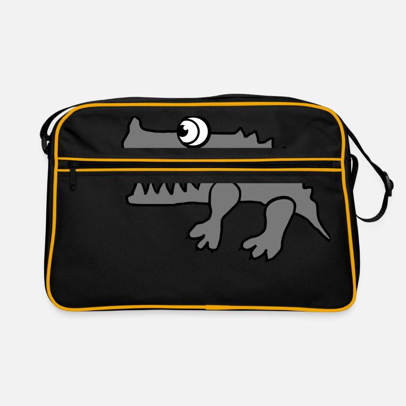 Crocodile (changement de couleur individuelle) - Sac Retro - noir/or