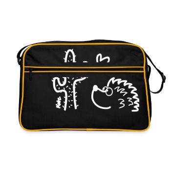 Igel in love - Retro Tasche - Schwarz/Gold - Vorne