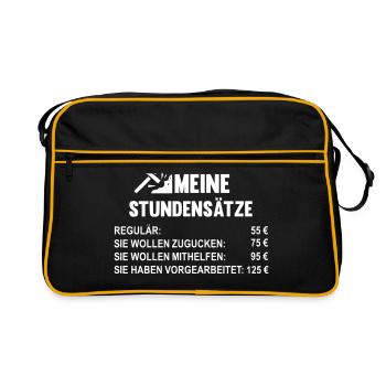 Meine Stundensätze als Steinmetz - Retro Tasche - Schwarz/Gold - Vorne