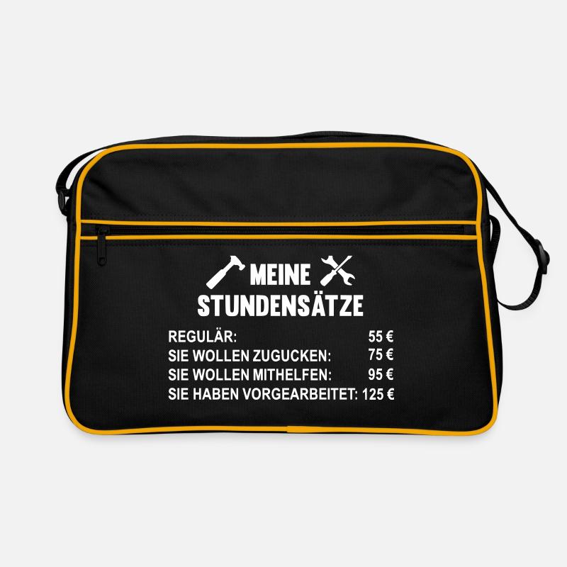 Meine Stundensätze als Handwerker - Retro Tasche - Schwarz/Gold