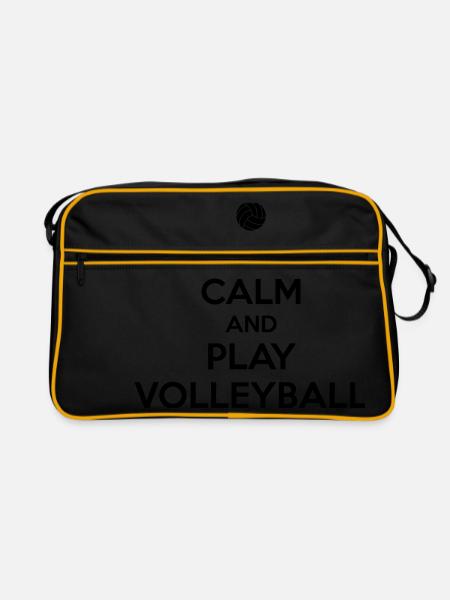 Keep calm and play volleyball - Retro Tasche - Schwarz/Gold - Vorne