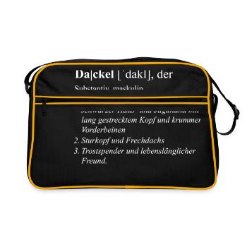 Dackel Duden - Retro Tasche - Schwarz/Gold - Vorne