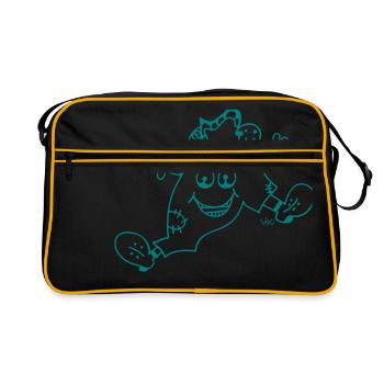 Lustiger Figur - Retro Tasche - Schwarz/Gold - Vorne
