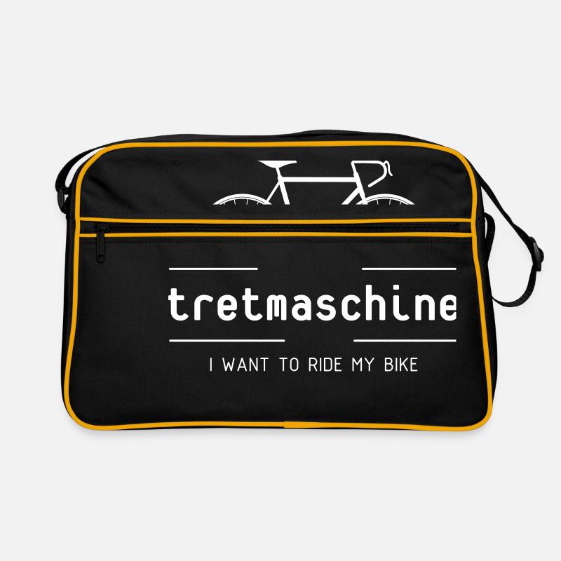 Tretmaschine oder auch Fahrrad genannt. - Retro Tasche - Schwarz/Gold