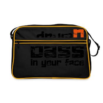 Drum'n'Bass Music Techno Bass Geschenk Idee - Retro Tasche - Schwarz/Gold - Vorne