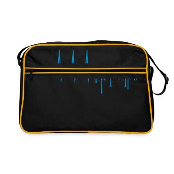 drops of wet graffiti spray waves line frequency - Retro Bag - black/gold - Front