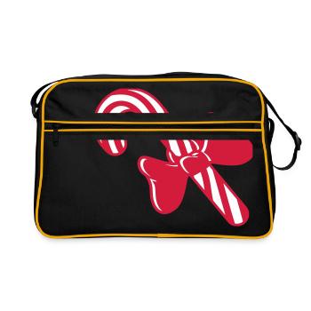 sweets gift christmas candy cane yummy - Retro Bag - black/gold - Front