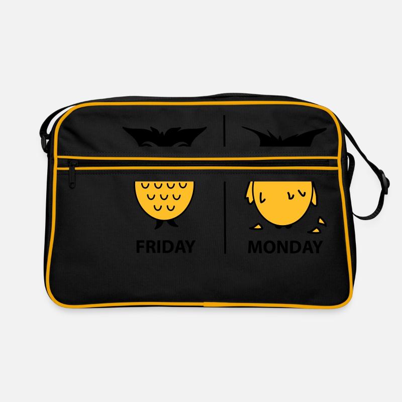 Wochenende der Eulen - Retro Tasche - Schwarz/Gold