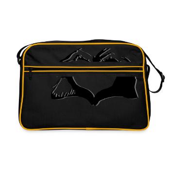 Hands shape heart - warm design - Retro Bag - black/gold - Front